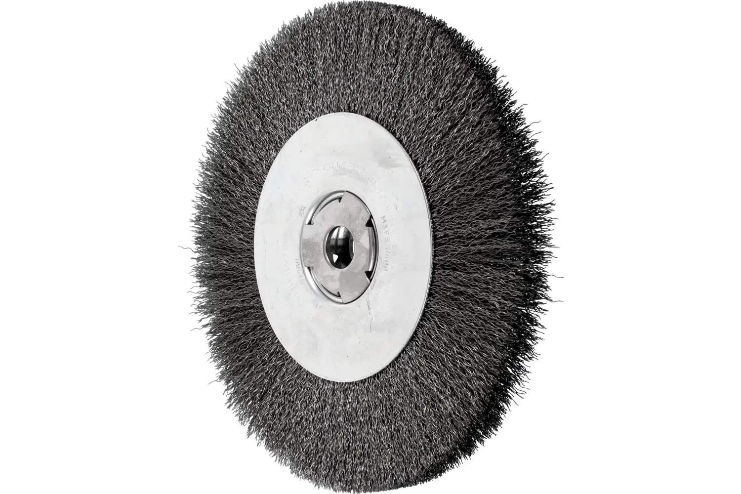 Picture of Pferd Ezmount® Wire Wheel 10" Dia .014 Carbon Steel Knot Wire End Brush Arbor